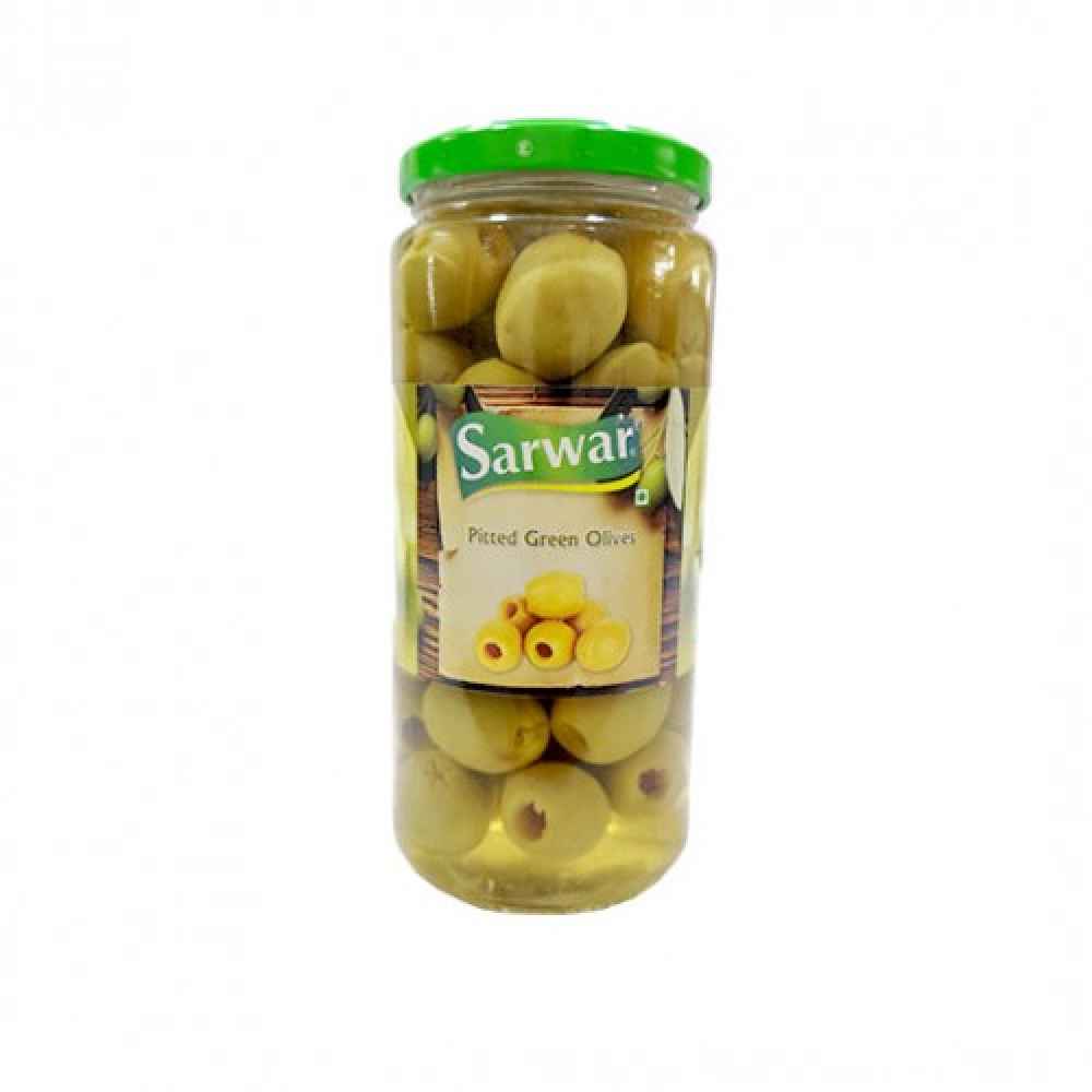 Sarwar Green Pitted Olives