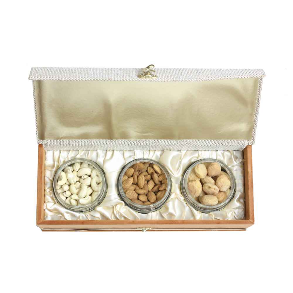 Dry Fruits Gift Box (Premium 3 Jar) Fawn Brown