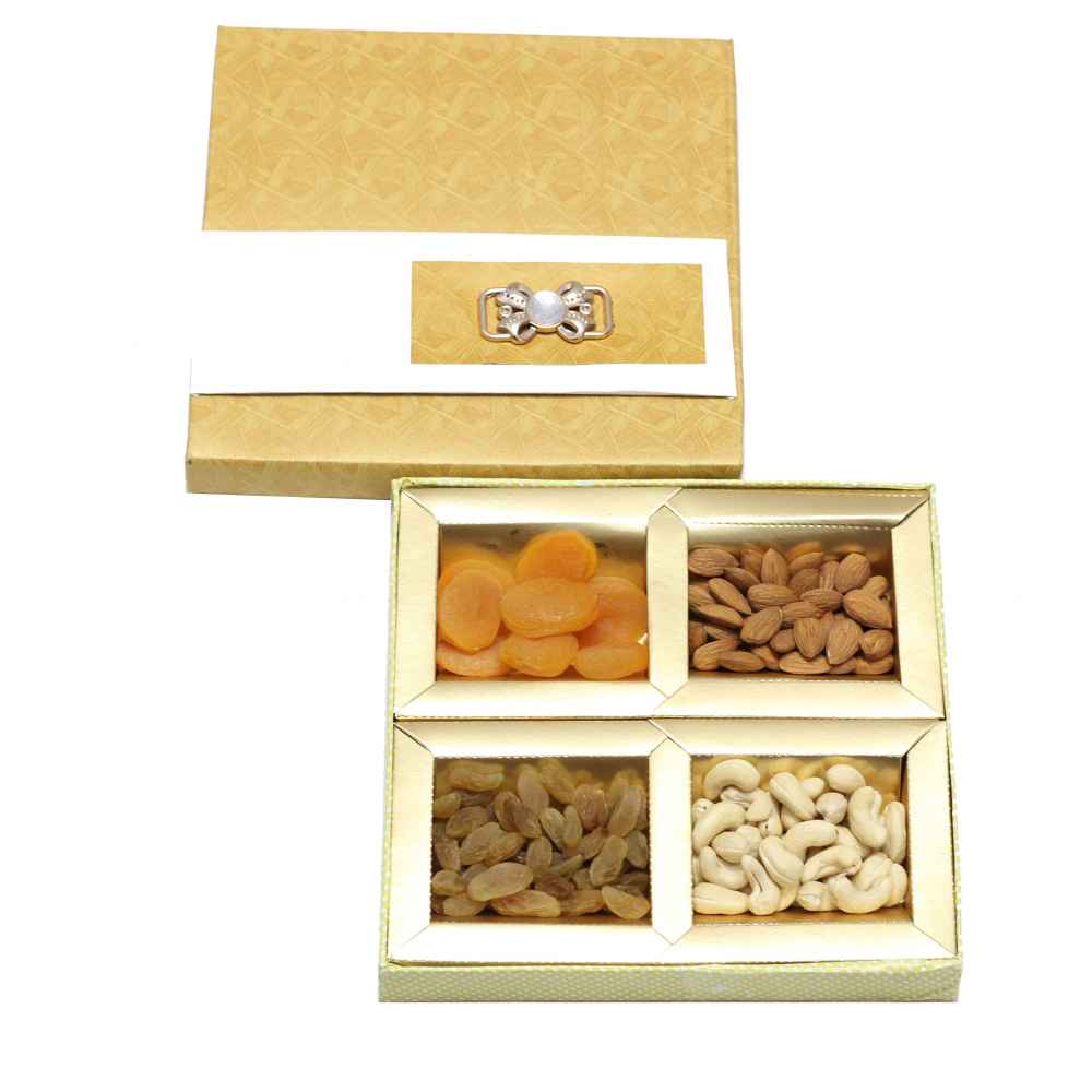 Dry Fruits Gift Box (Small Square) Mustard White