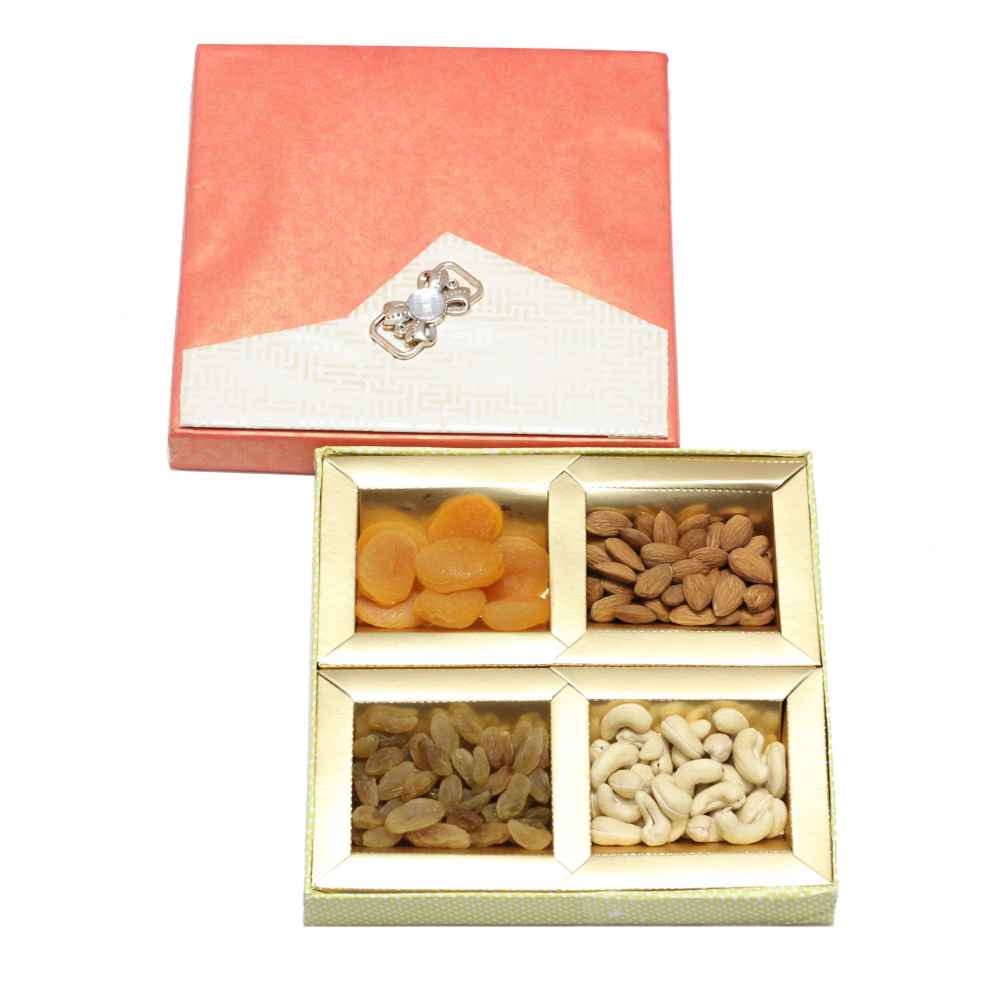 Dry Fruits Gift Box (Small Square) Salmon White