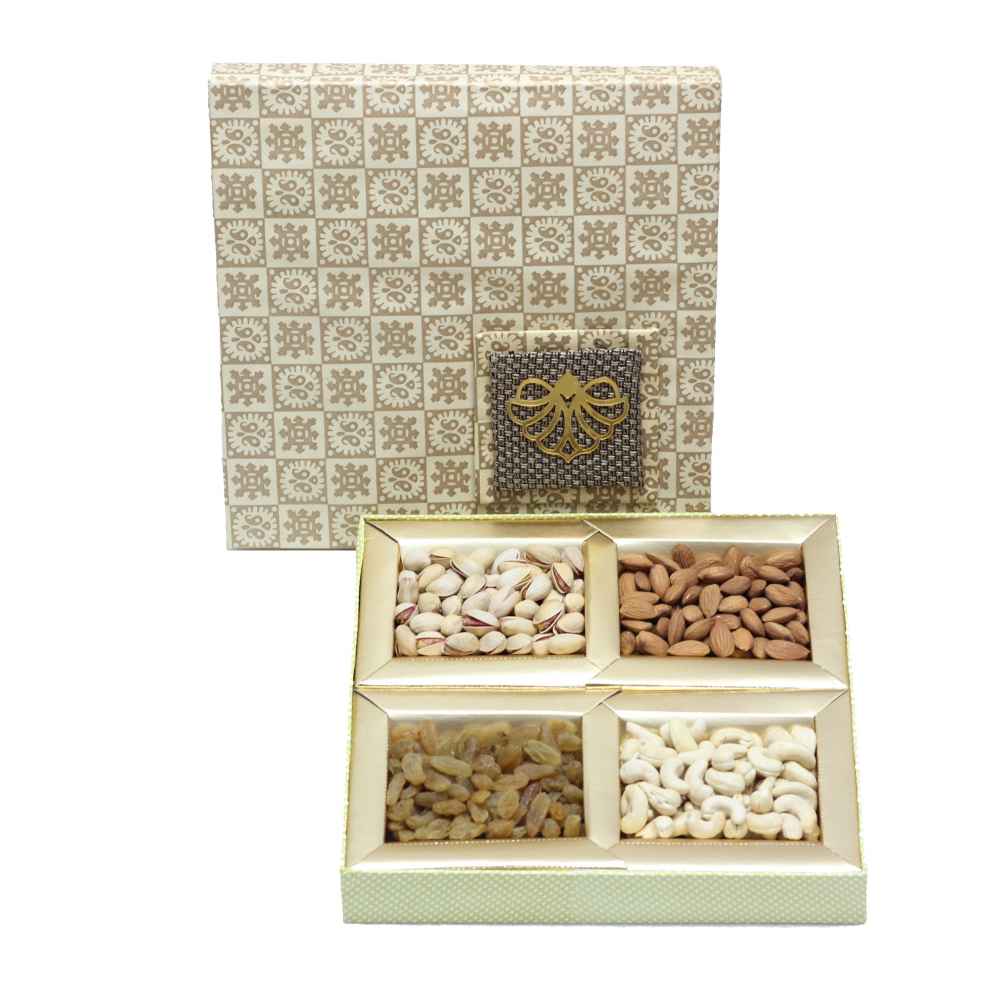 Dry Fruits Gift Box (Medium Square) Sand
