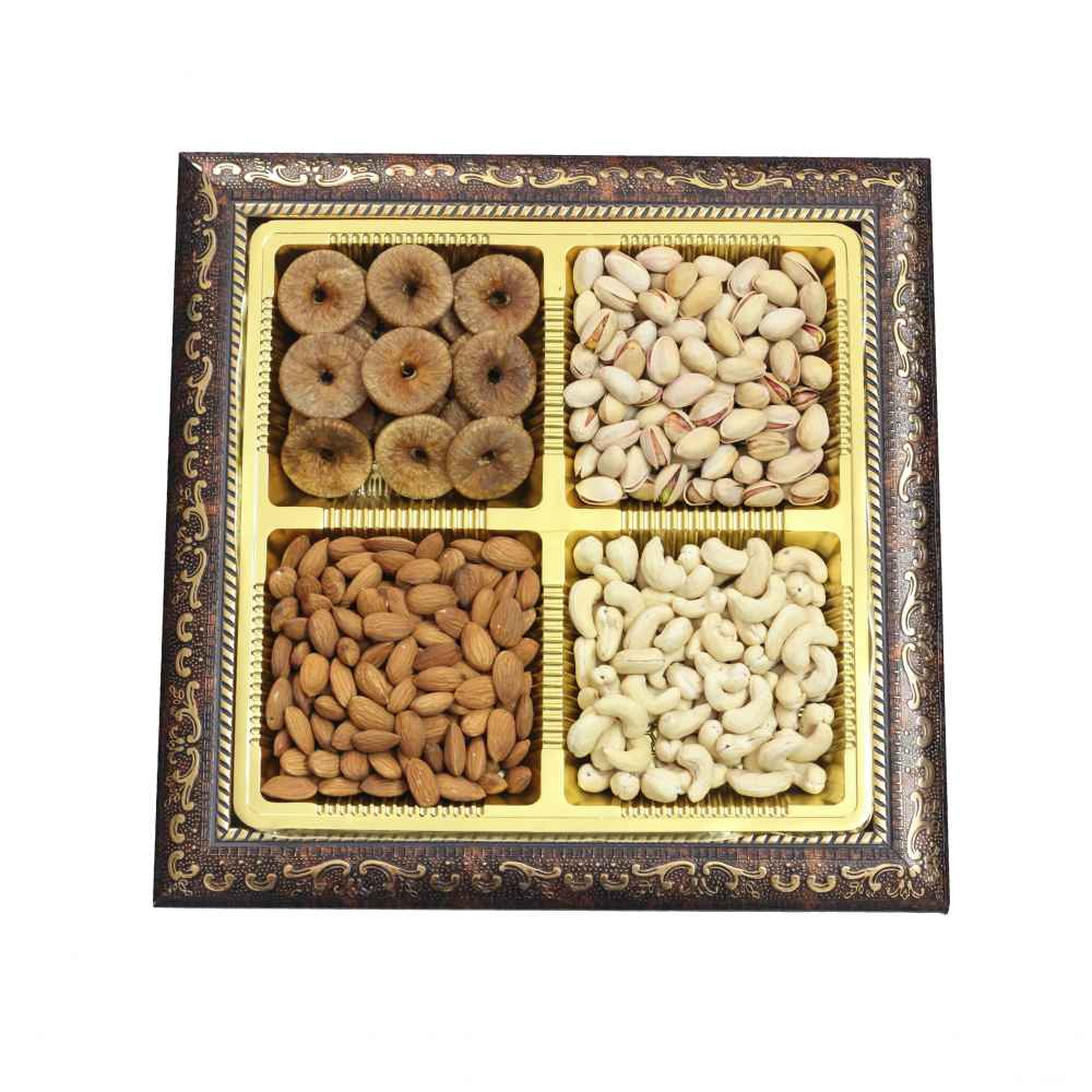 Dry Fruits Gift Box (Open Tray) Brown Gold