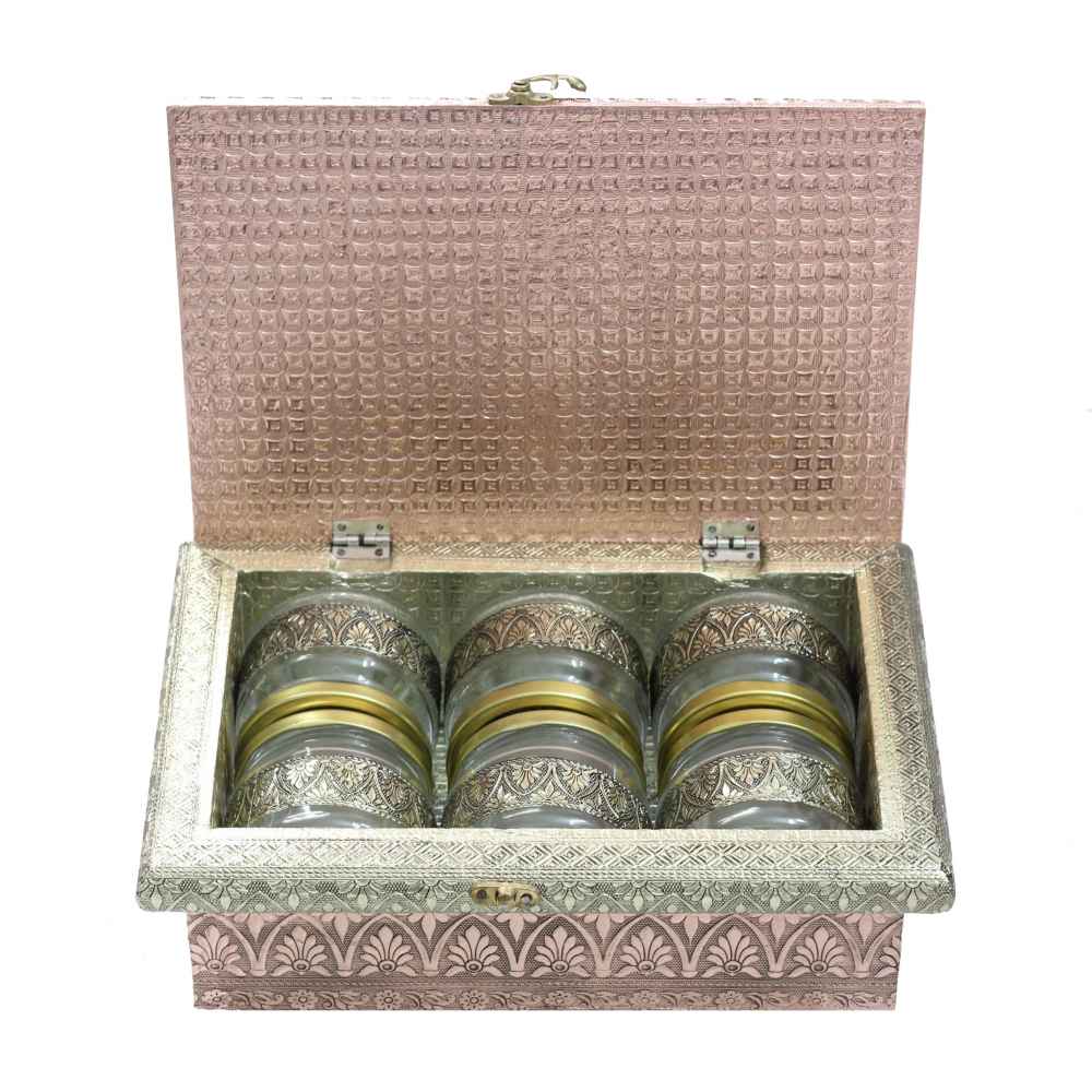 Dry Fruits Gift Box (Premium 6 Jar Metal Box) Rose Gold