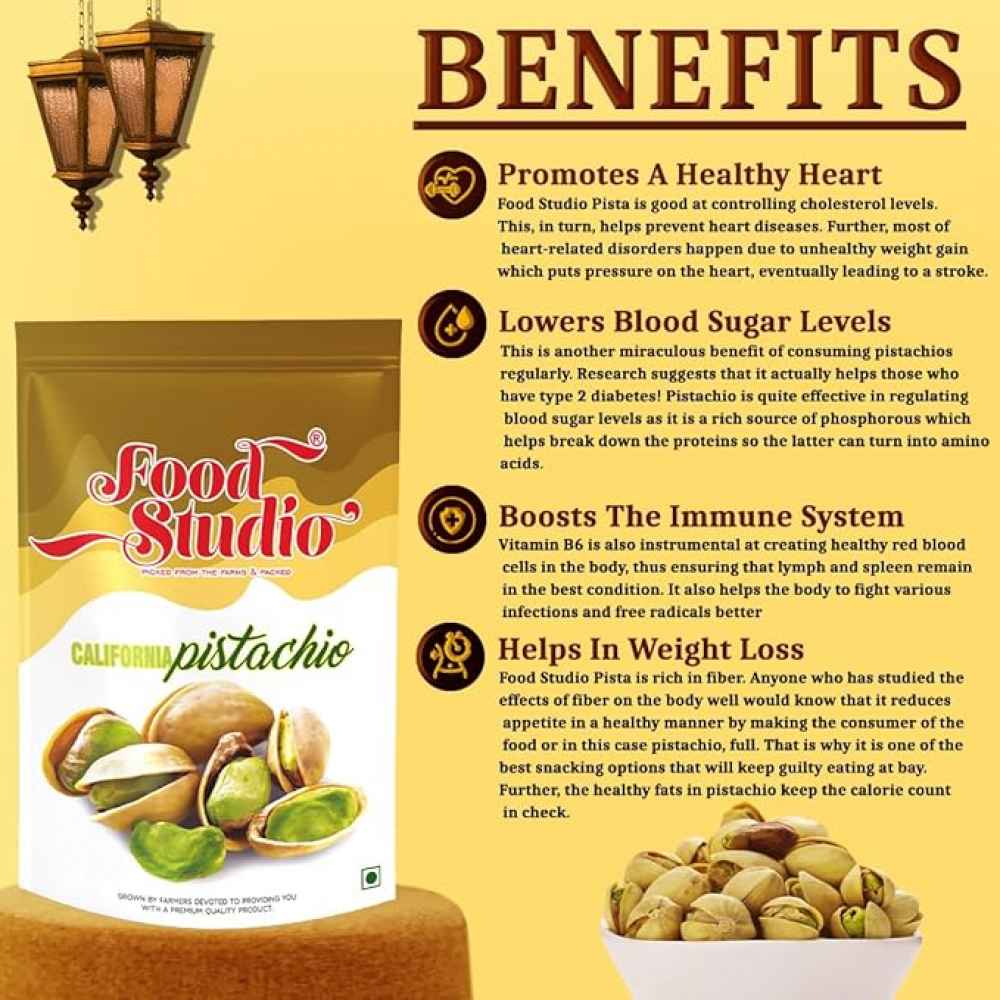 Food Studio Premium California Roasted & Salted Pistachios Yellow Pouch