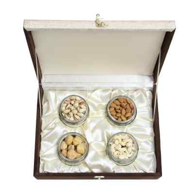 Dry Fruits Gift Box (Premium 4 Jar) Fawn Brown
