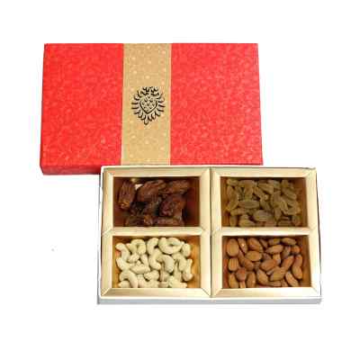 Dry Fruits Gift Box (Small Rectangular) Red Gold