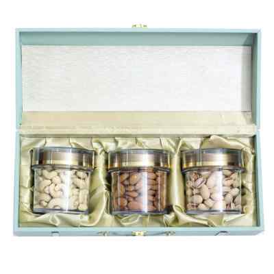 Dry Fruits Gift Box (Premium 3 Jar) Aqua Green